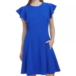 Women's Andrew Marc Ruffle Fit And Flare Mini Dress,size 10